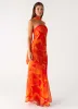 Under The Pagoda Maxi Dress - Orange Floral sold by Peppermayo