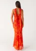 Under The Pagoda Maxi Dress - Orange Floral sold by Peppermayo