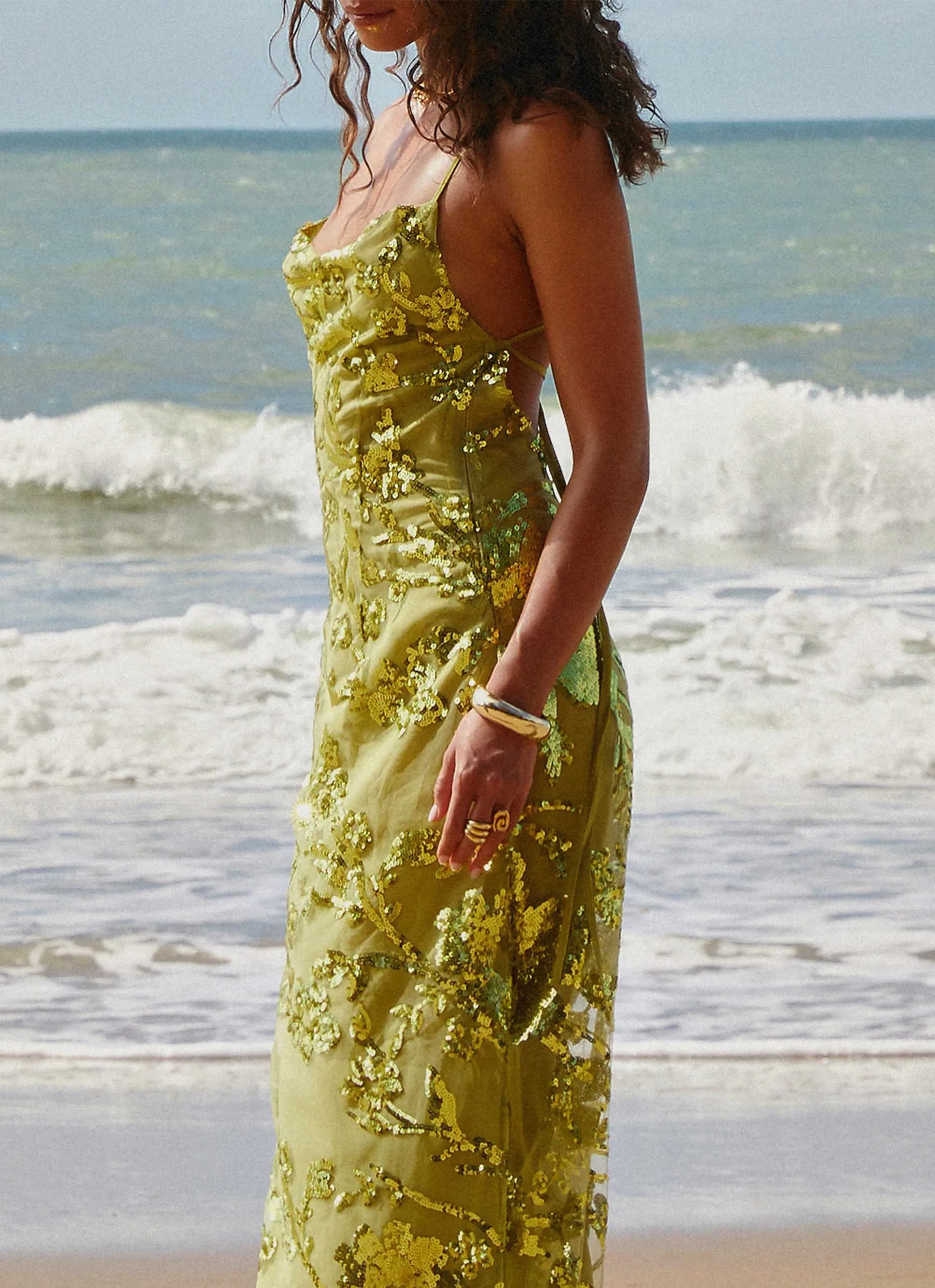 Havana Sequin Maxi Dress - Lime sold by Peppermayo product image thumbnail 2