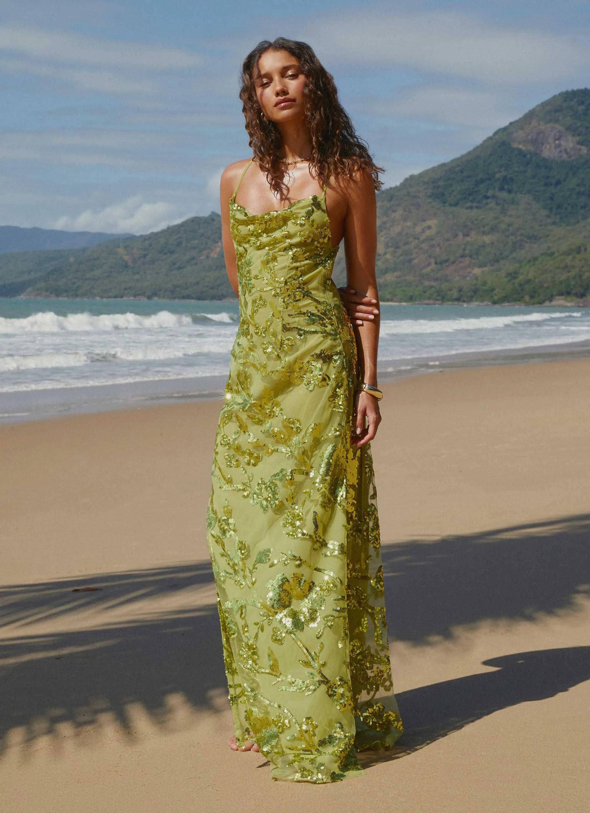 Havana Sequin Maxi Dress - Lime sold by Peppermayo product image thumbnail 3