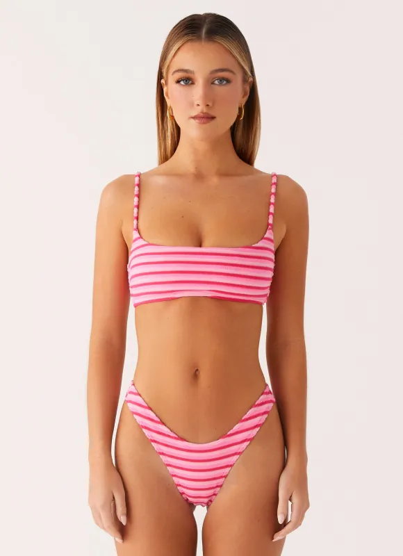Mauritius Bikini Bottoms - Pink Stripe sold by Peppermayo