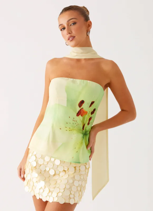 Blaise Scarf Top - Yellow Floral sold by Peppermayo