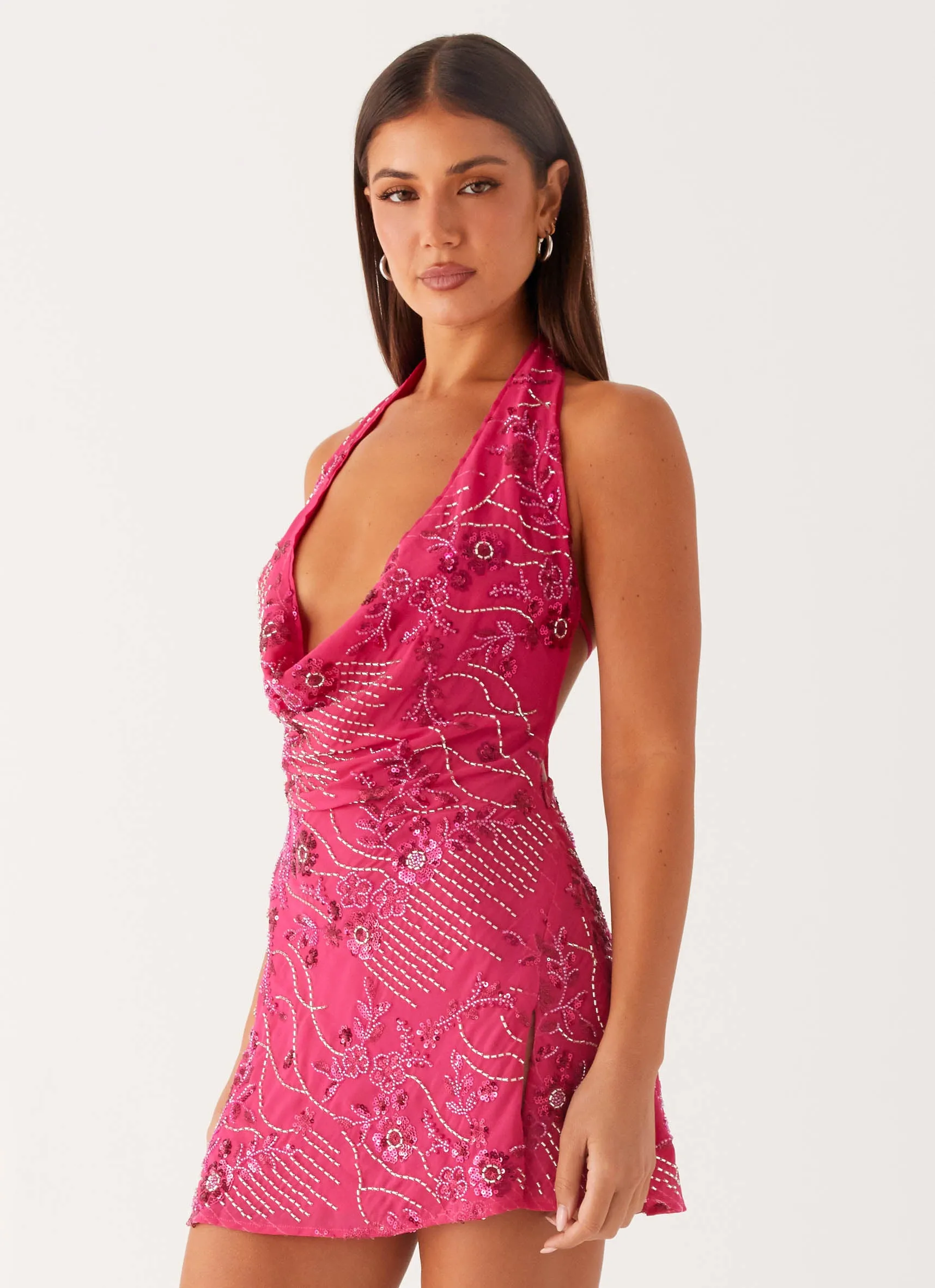 Cinzia Beaded Mini Dress - Fuchsia sold by Peppermayo product image thumbnail 2