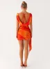 Good Fortune Mini Dress - Serene Orange sold by Peppermayo