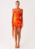 Good Fortune Mini Dress - Serene Orange sold by Peppermayo