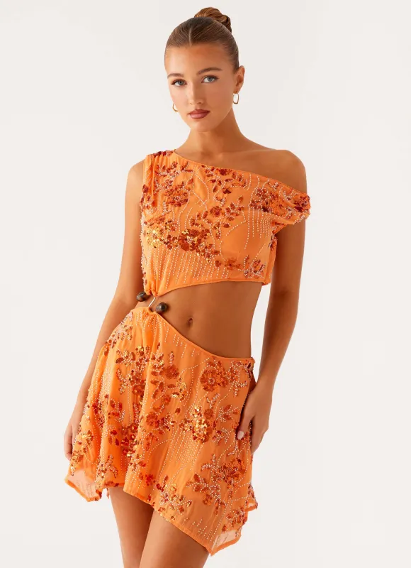 Aletta Sequin Mini Dress - Orange sold by Peppermayo