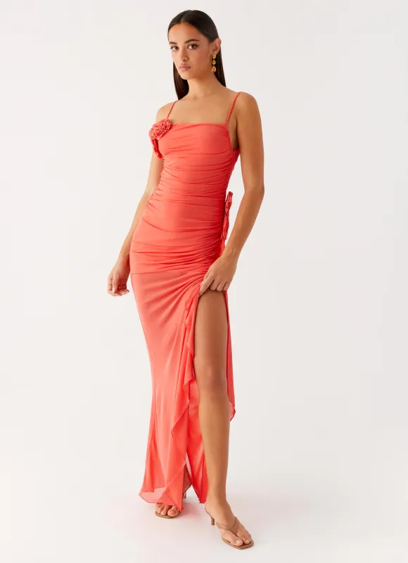 Louana Maxi Dress - Coral sold by Peppermayo