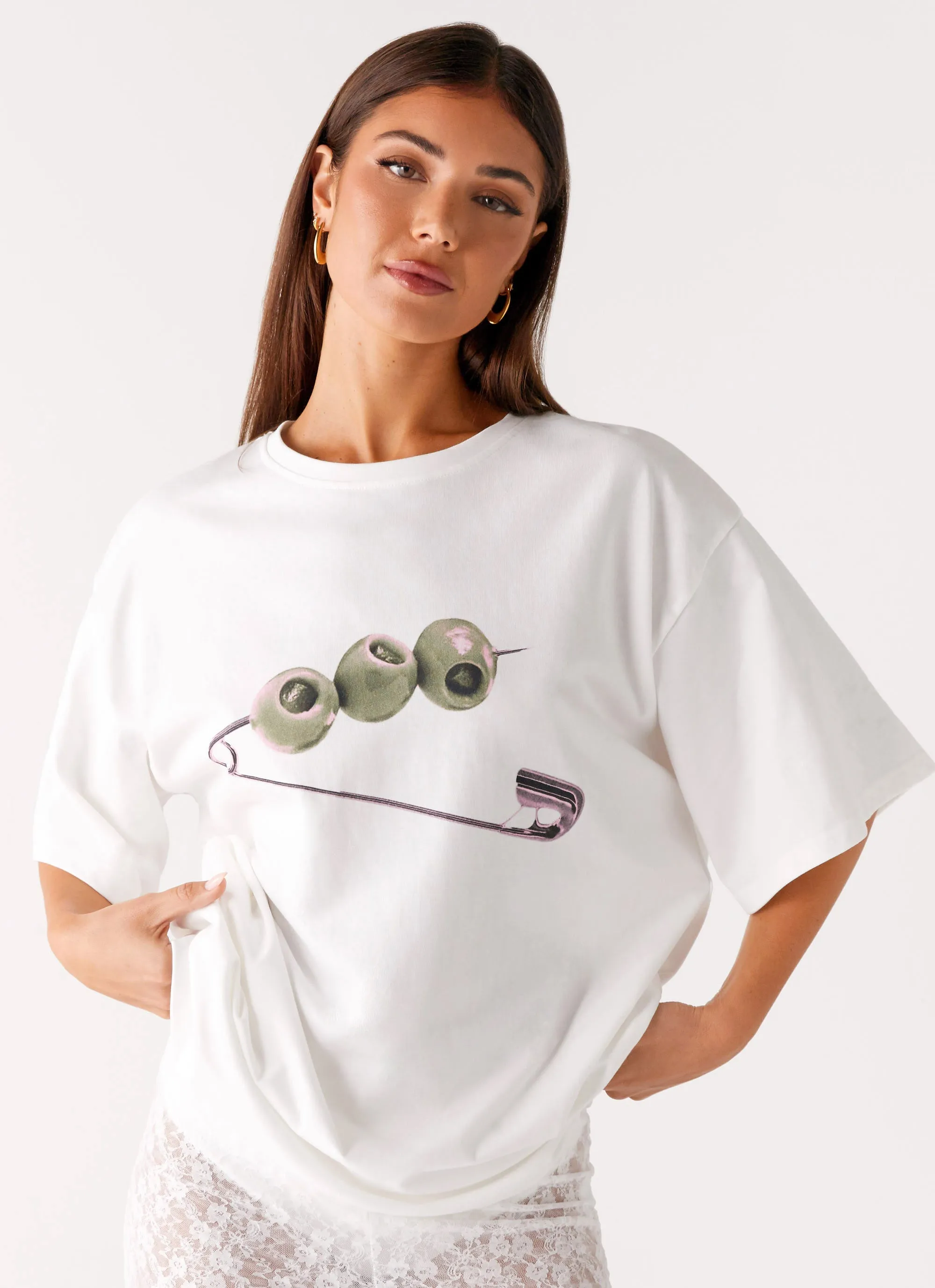 Olive Oversized Tee - White sold by Peppermayo product image thumbnail 3