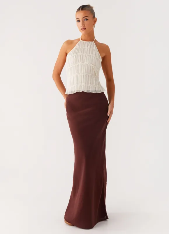 Sienna Sunset Maxi Skirt - Chocolate sold by Peppermayo