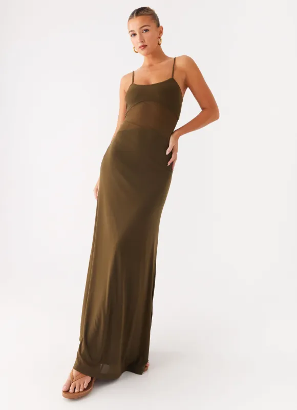 Starfall Maxi Dress - Khaki sold by Peppermayo