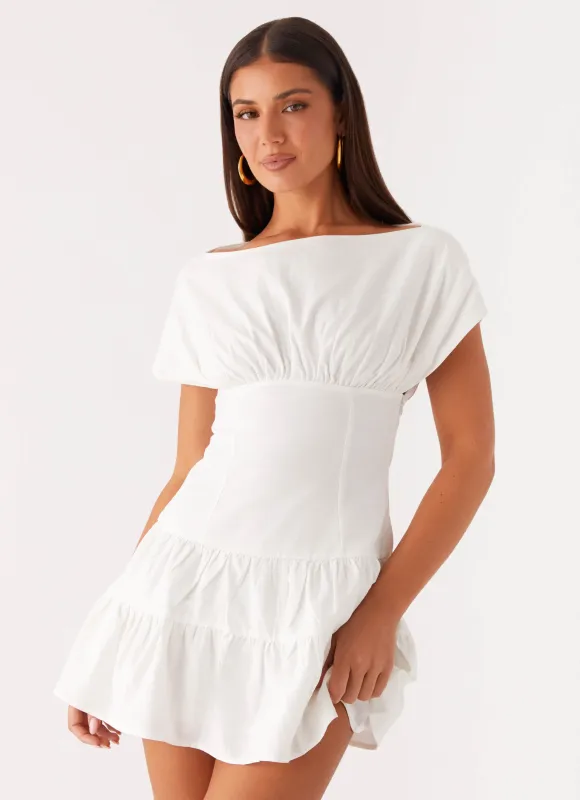 Ember Haze Boat Neck Mini Dress - Off White sold by Peppermayo