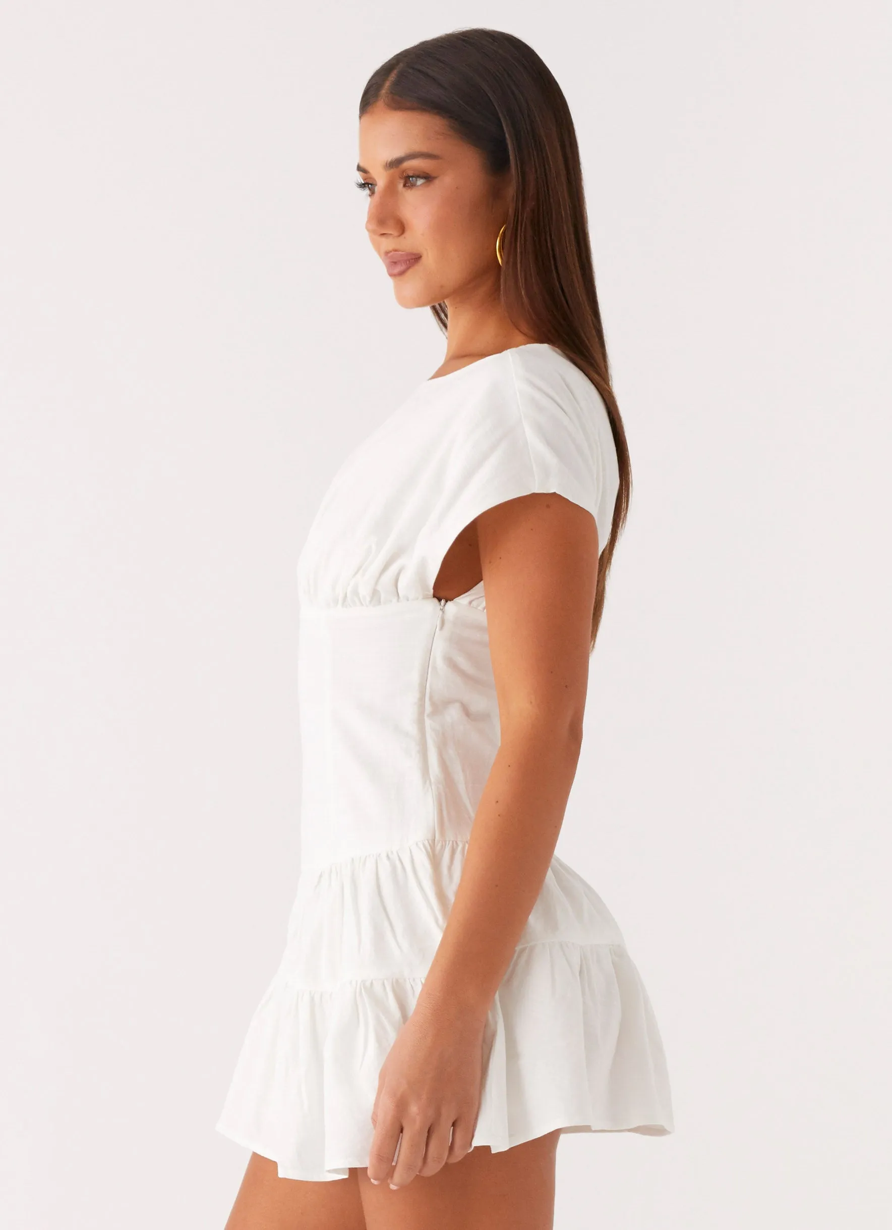 Ember Haze Boat Neck Mini Dress - Off White sold by Peppermayo product image thumbnail 3