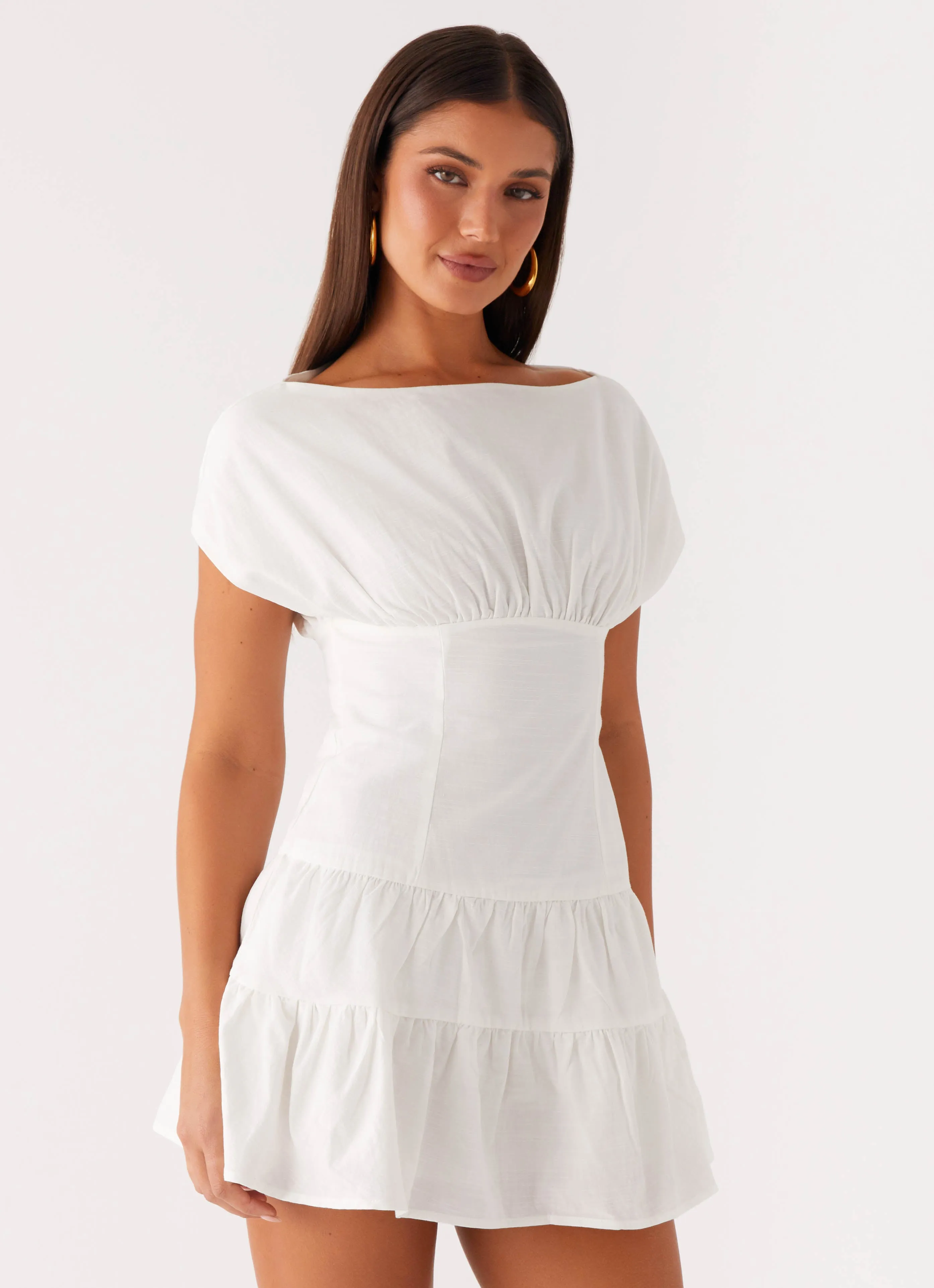 Ember Haze Boat Neck Mini Dress - Off White sold by Peppermayo product image thumbnail 5