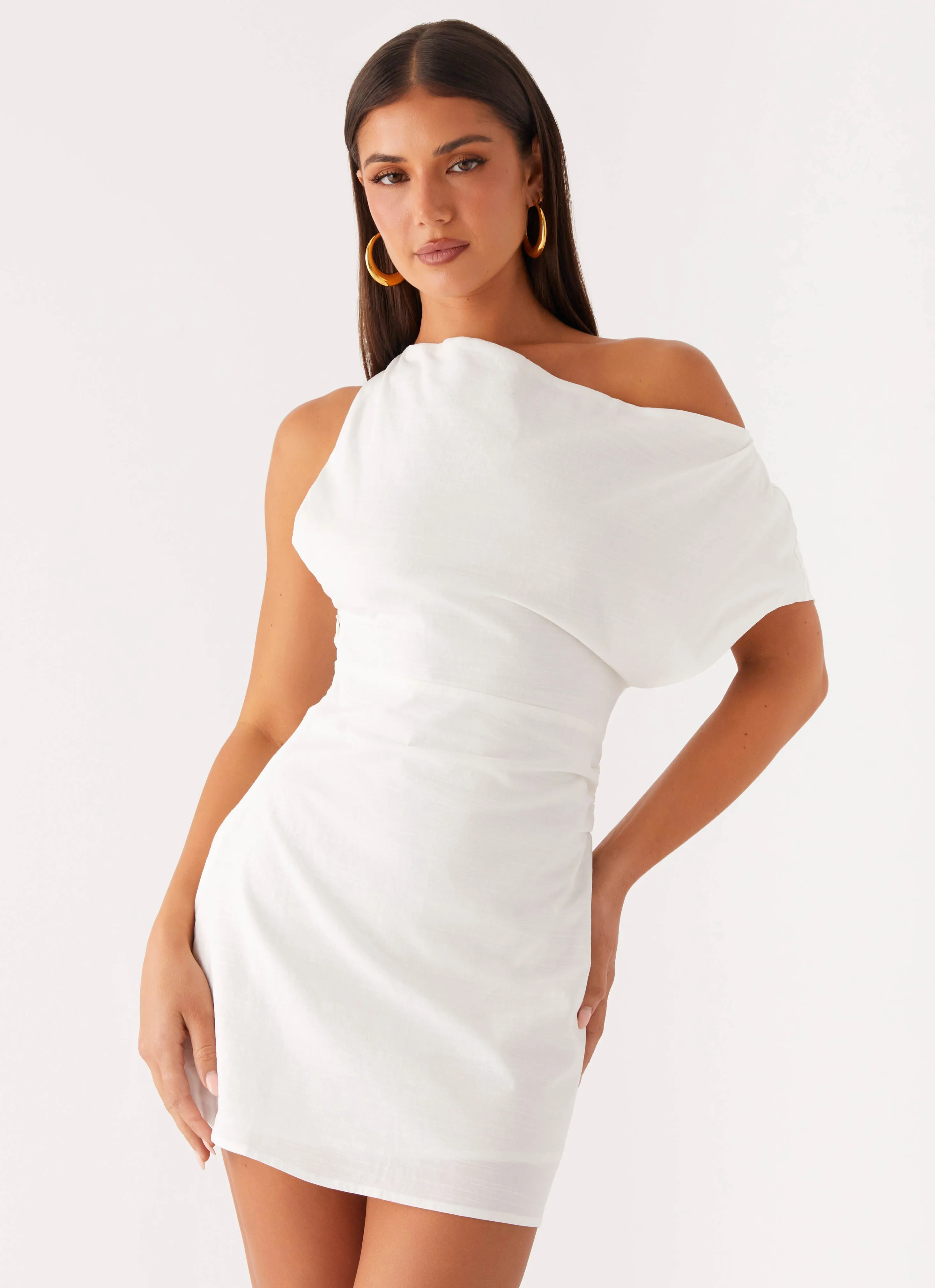 Moonlight Oasis Asymmetrical Mini Dress - Off White sold by Peppermayo product image thumbnail 5
