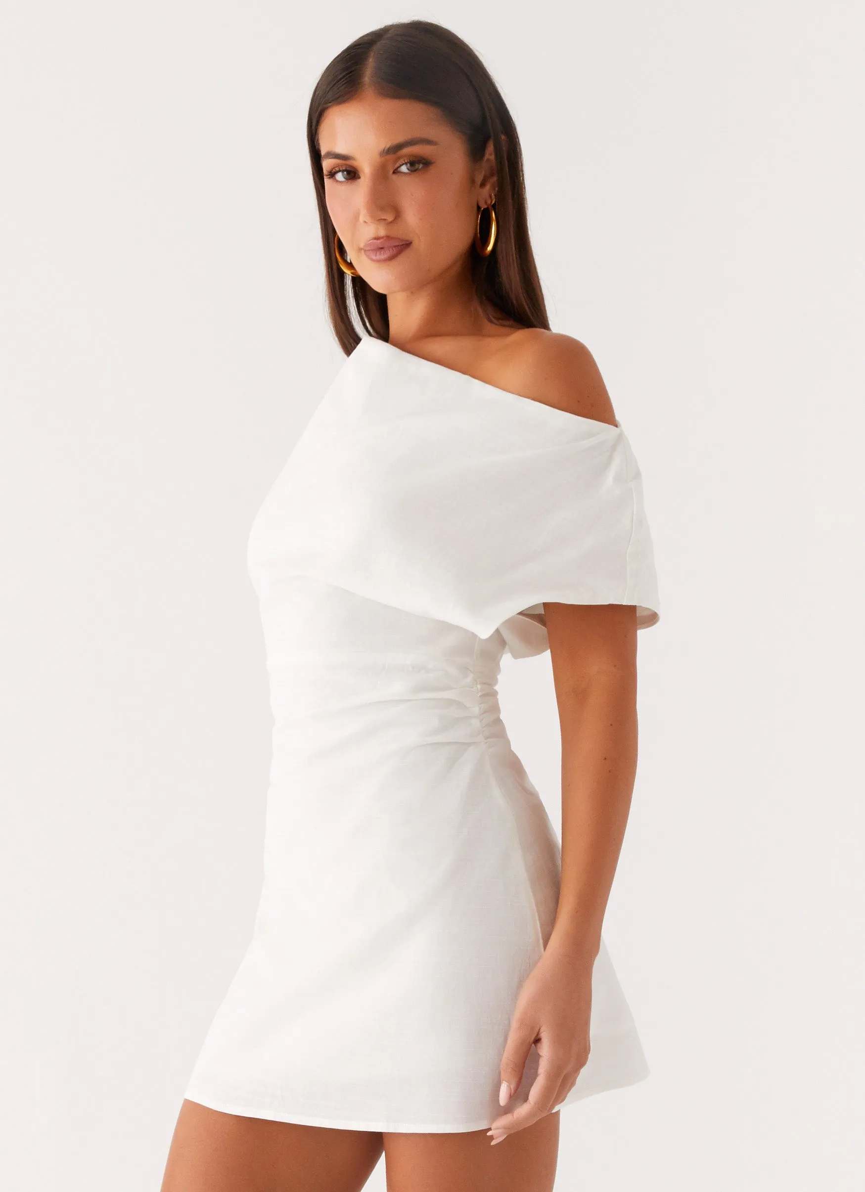 Moonlight Oasis Asymmetrical Mini Dress - Off White sold by Peppermayo product image thumbnail 3