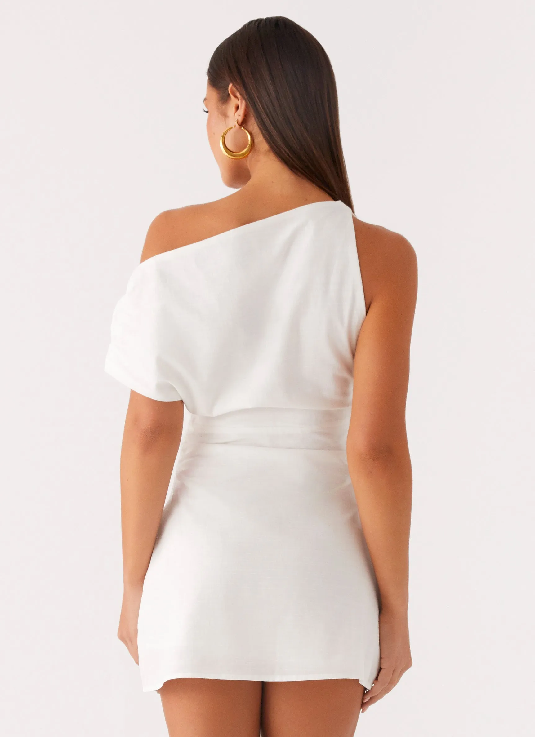 Moonlight Oasis Asymmetrical Mini Dress - Off White sold by Peppermayo product image thumbnail 4