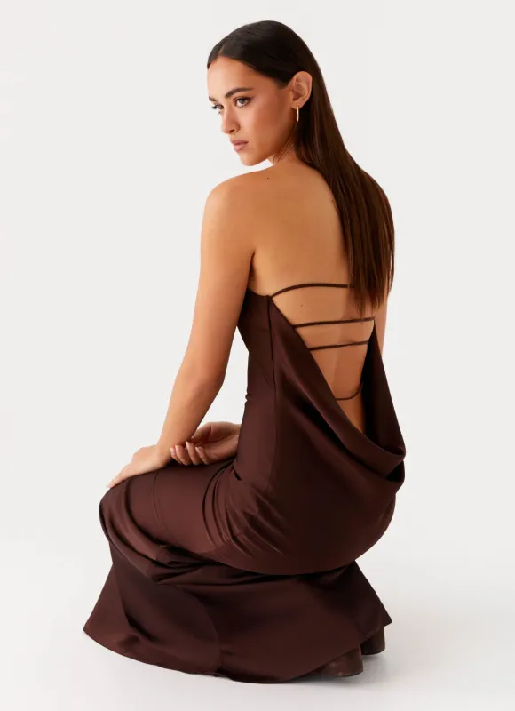 Endless Nights Maxi Dress - Chocolate sold by Peppermayo