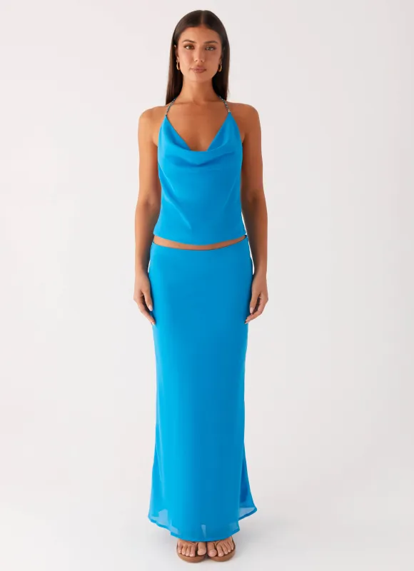 Another Life Chiffon Maxi Skirt - Turquoise sold by Peppermayo