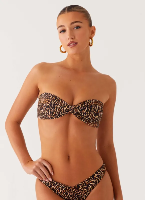Delta Bandeau Bikini Top - Cheetah sold by Peppermayo