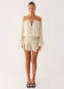 Eira Balloon Sleeve Mini Dress - Ivory sold by Peppermayo