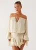 Eira Balloon Sleeve Mini Dress - Ivory sold by Peppermayo