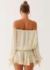 Eira Balloon Sleeve Mini Dress - Ivory sold by Peppermayo