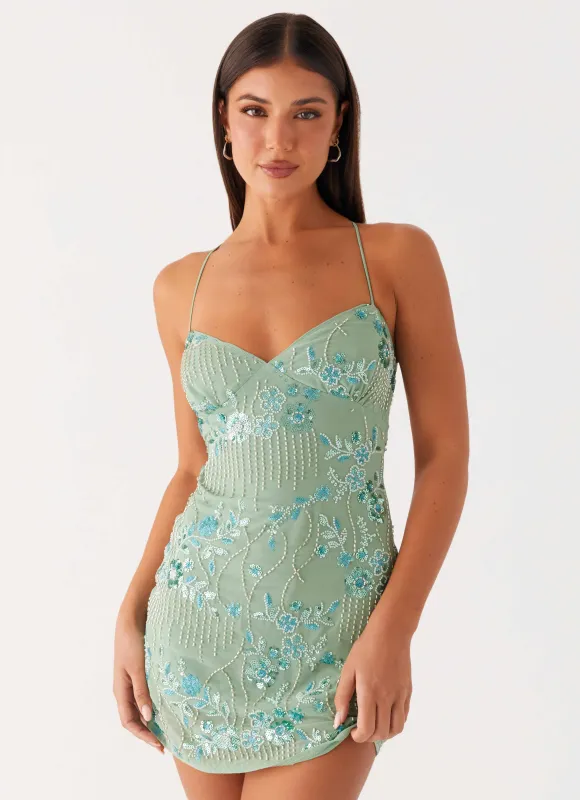 Vietta Sequin Cami Mini Dress - Mint sold by Peppermayo