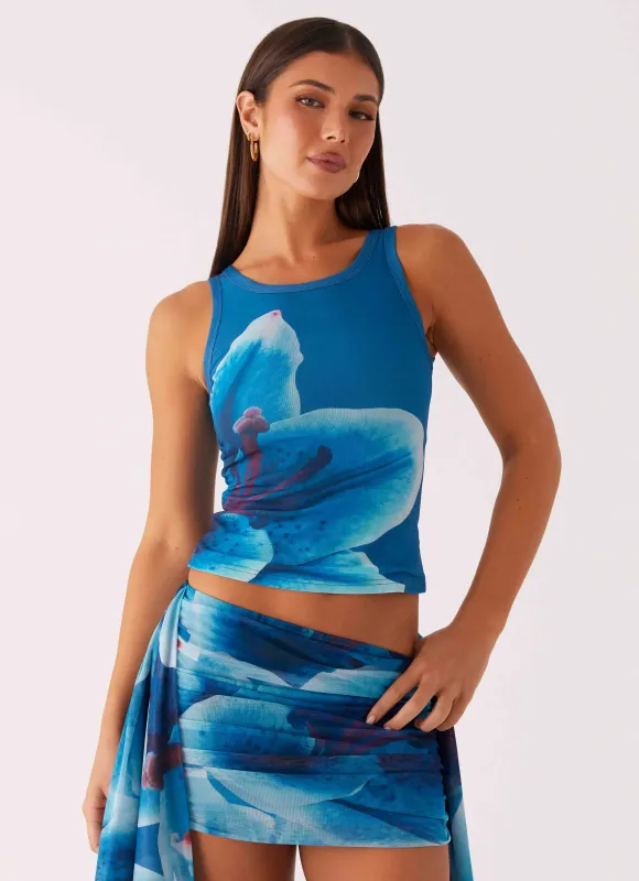 Edera Tank - Turquoise Floral sold by Peppermayo