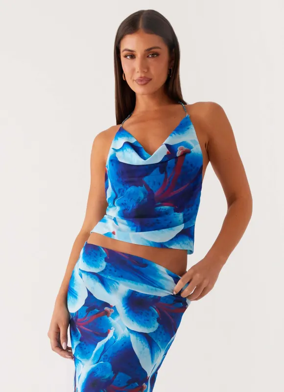 Another Life Halter Top - Turquoise Floral sold by Peppermayo