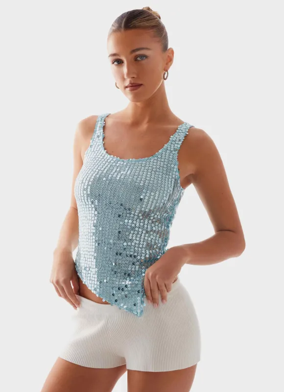 Electra Sequin Tank - Turquoise made by Peppermayo