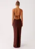 Elation Cowl Neck Maxi Dress - Chocolate sold by Peppermayo
