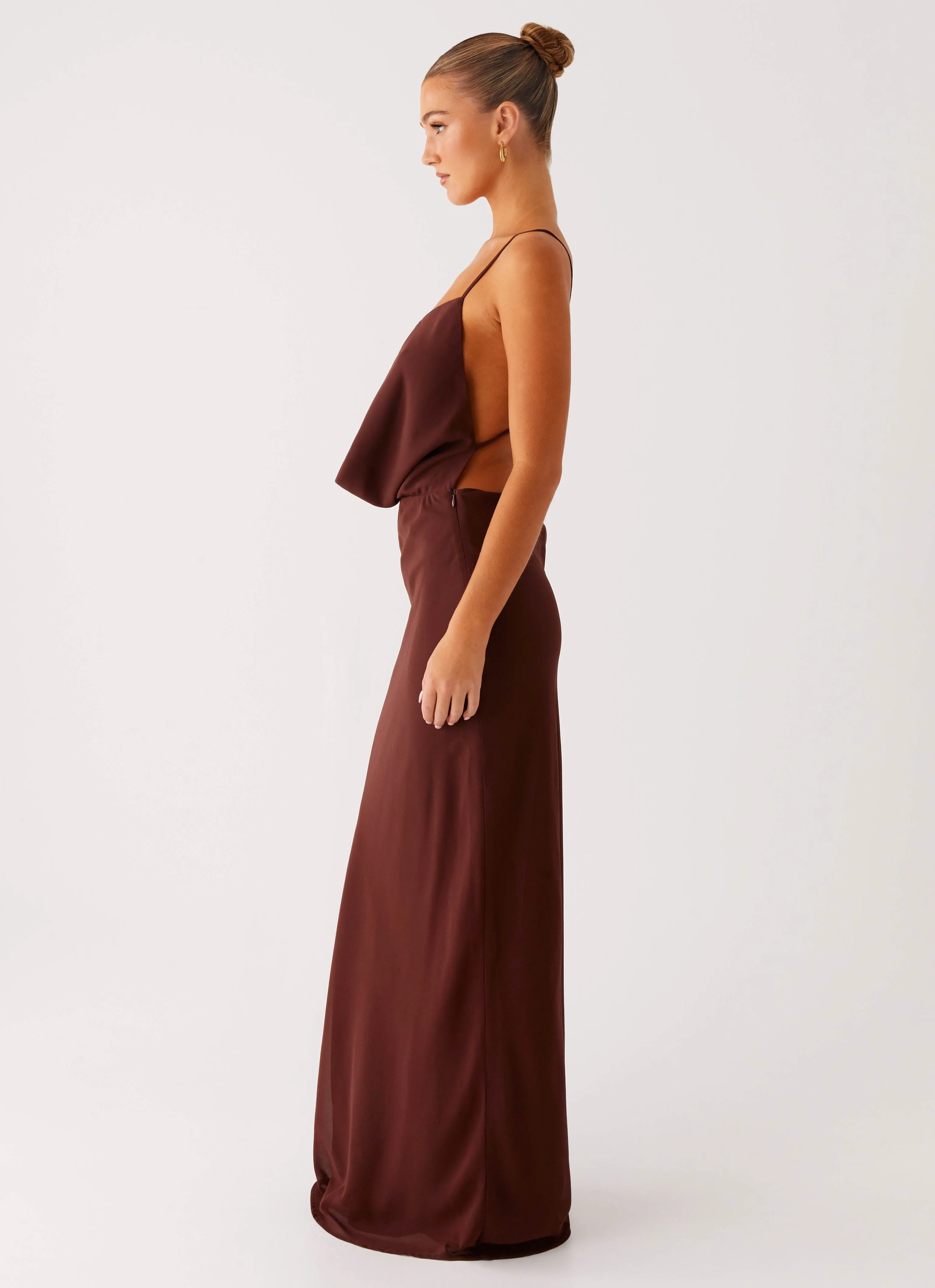 Elation Cowl Neck Maxi Dress - Chocolate sold by Peppermayo product image thumbnail 2
