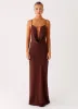 Elation Cowl Neck Maxi Dress - Chocolate sold by Peppermayo
