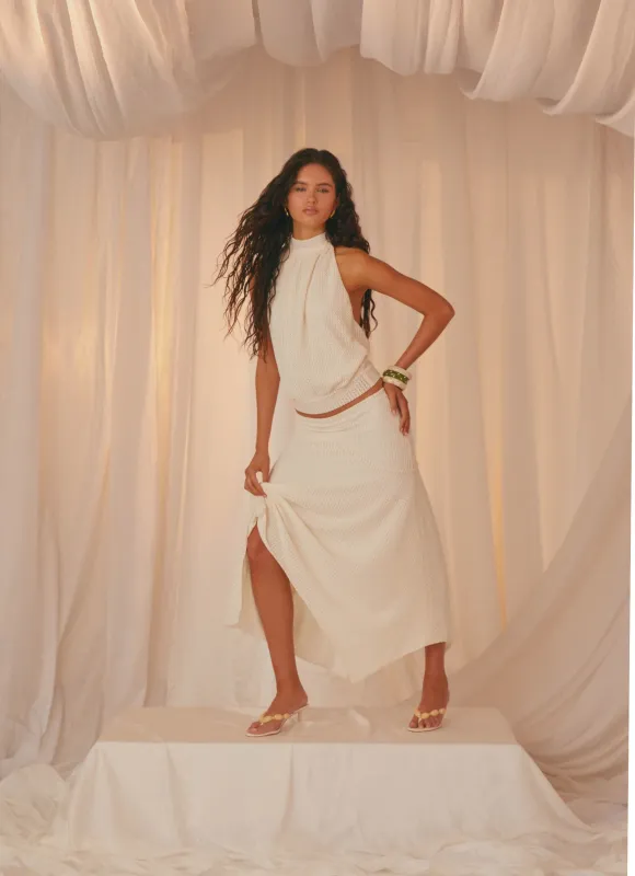 Evaden Low Rise Midi Skirt - Ivory sold by Peppermayo