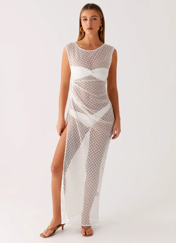 Maeva Maxi Dress - White sold by Peppermayo