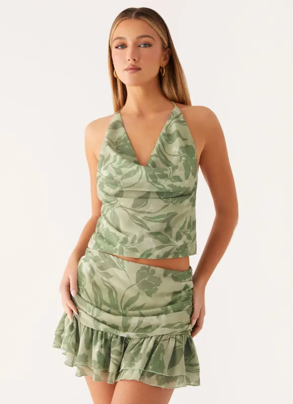 Elspeth Frill Mini Skirt - Jade Fern made by Peppermayo