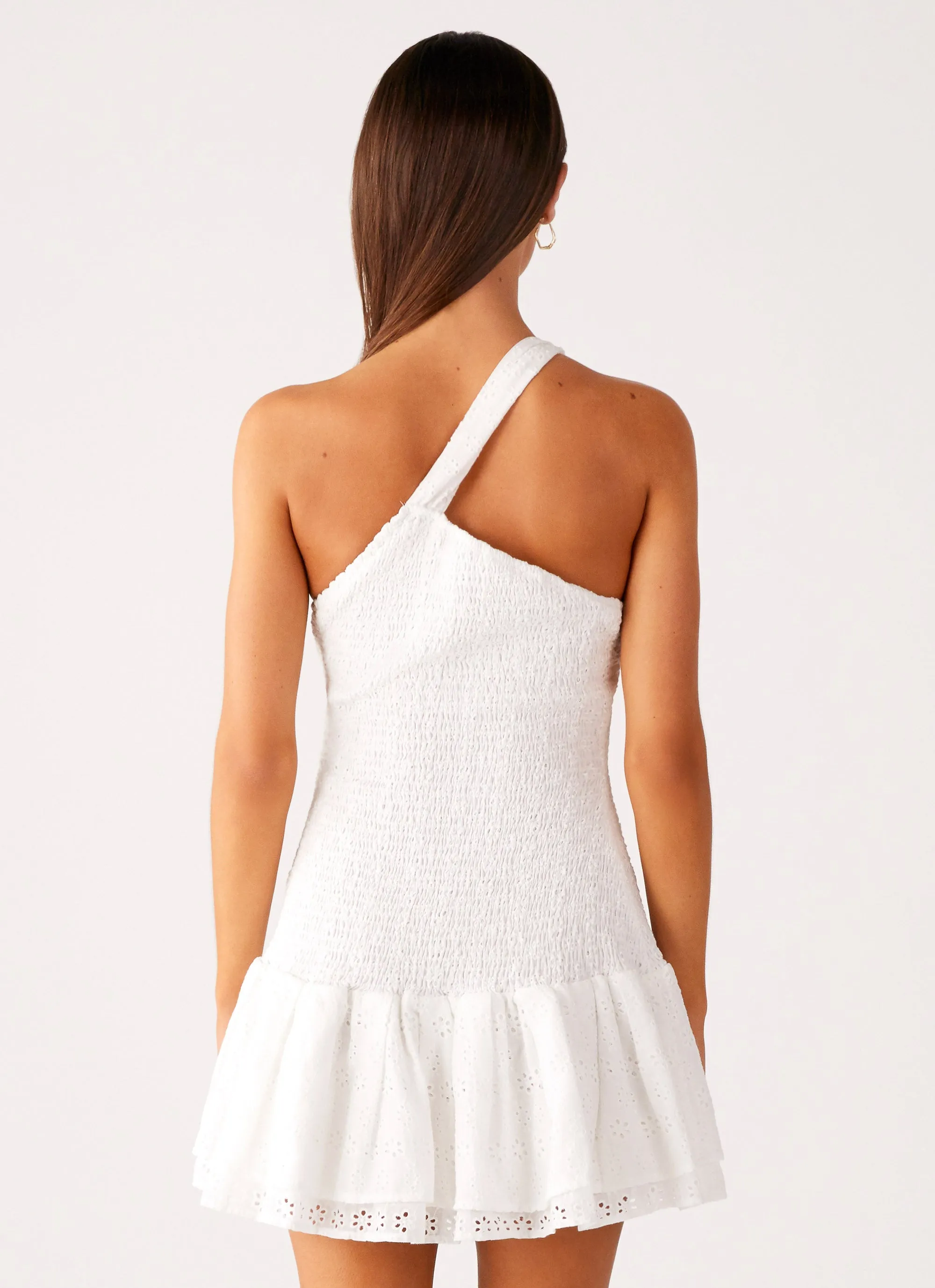 Hestia Drop Waist Shirring Mini Dress - White sold by Peppermayo product image thumbnail 3