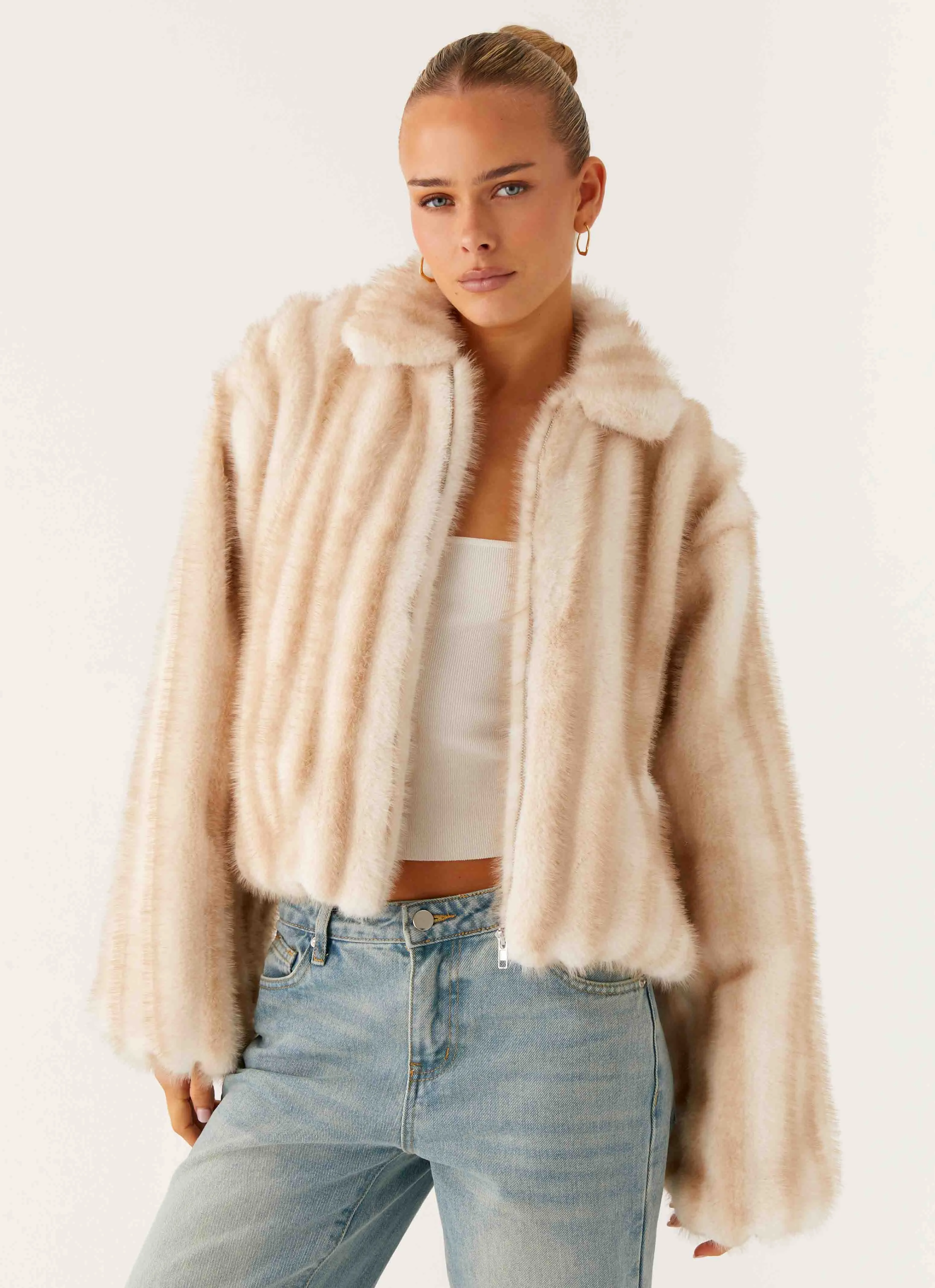 Naylor Faux Fur Jacket - Blonde sold by Peppermayo