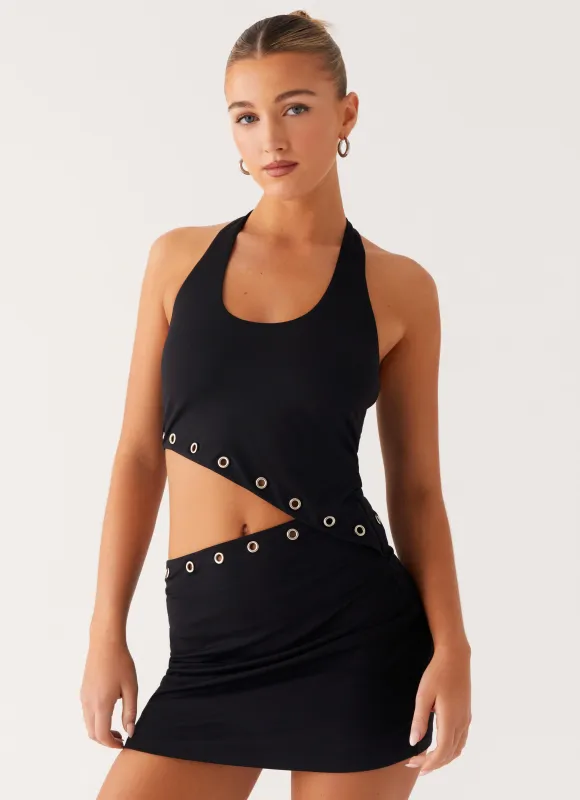 Riot Mini Dress - Black sold by Peppermayo