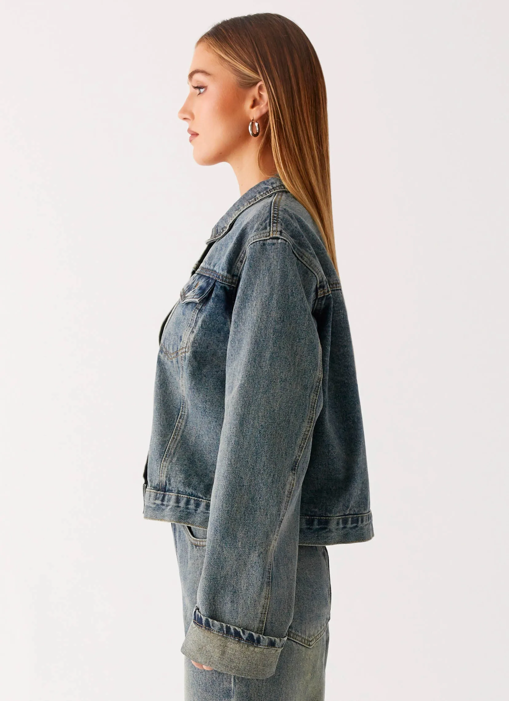 Back Again Oversized Denim Jacket - Dirty Wash sold by Peppermayo product image thumbnail 2