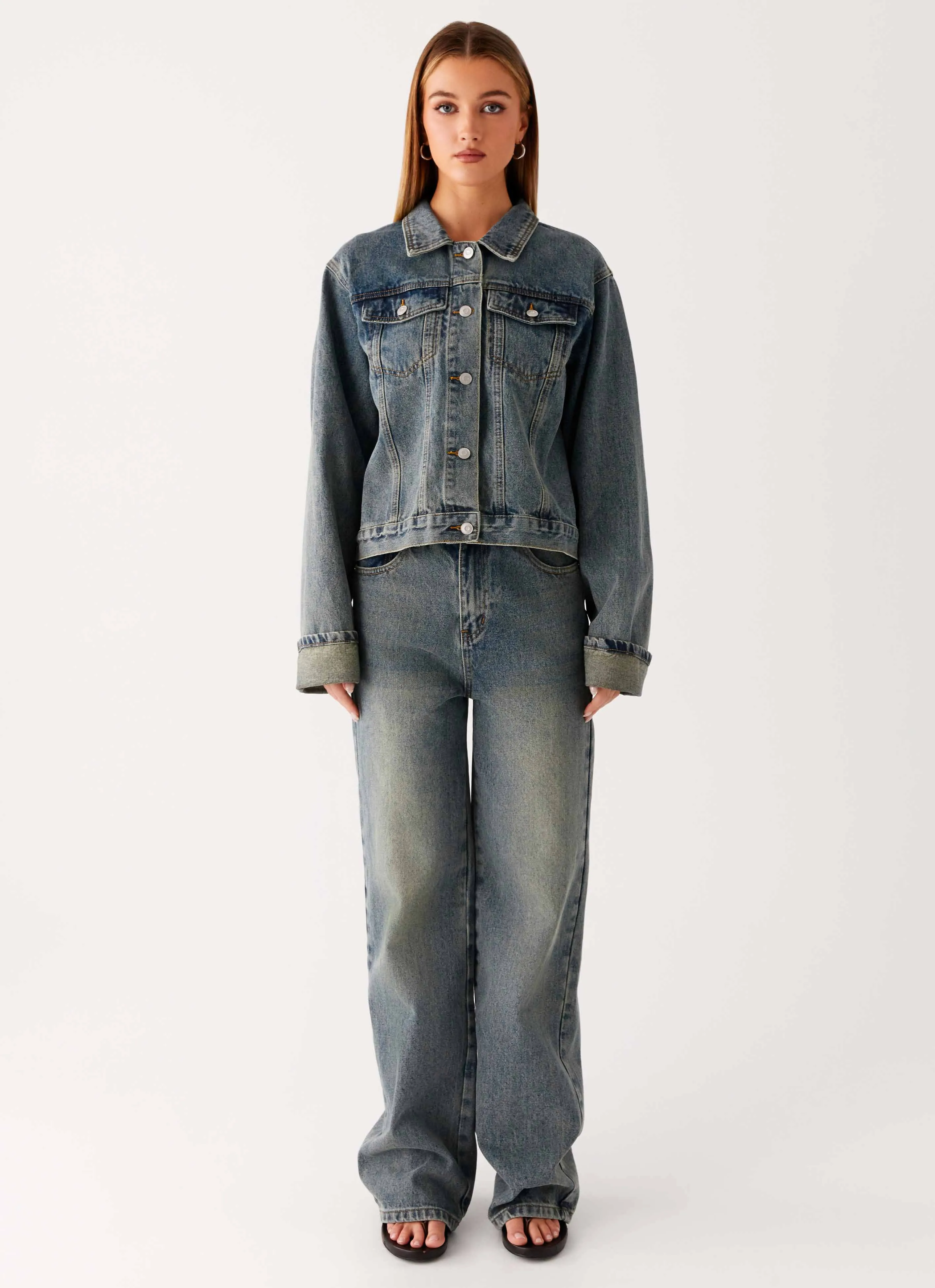 Back Again Oversized Denim Jacket - Dirty Wash sold by Peppermayo product image thumbnail 5
