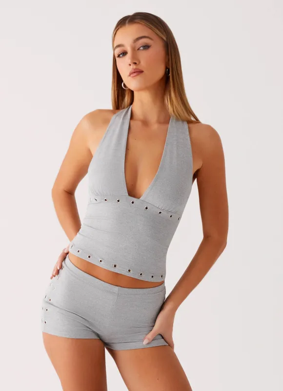 Roxy Halter Top - Grey sold by Peppermayo