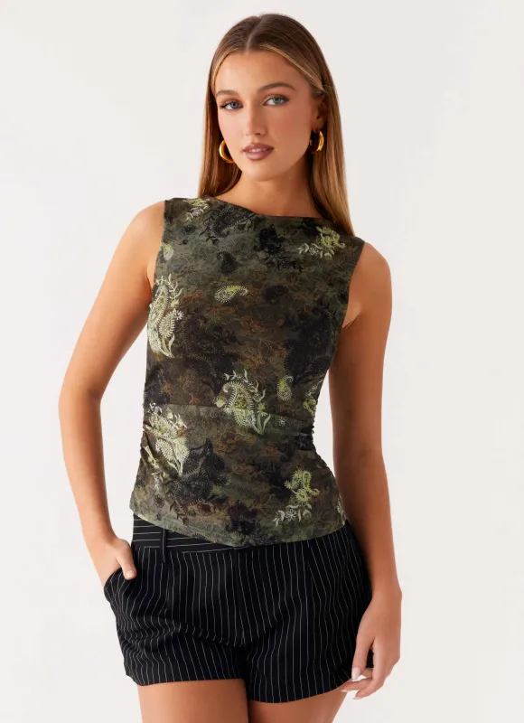 Lux Tank Top - Cyber Floral sold by Peppermayo