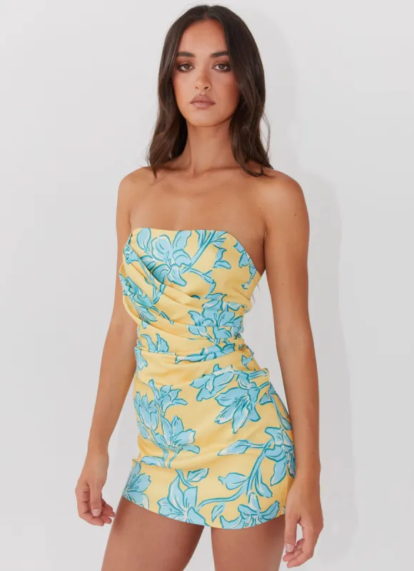 Tuscany Mini Dress - Golden Bloom sold by Peppermayo
