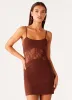 Jordanna Lace Mini Dress - Chocolate sold by Peppermayo