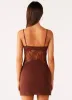 Jordanna Lace Mini Dress - Chocolate sold by Peppermayo