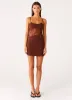 Jordanna Lace Mini Dress - Chocolate sold by Peppermayo