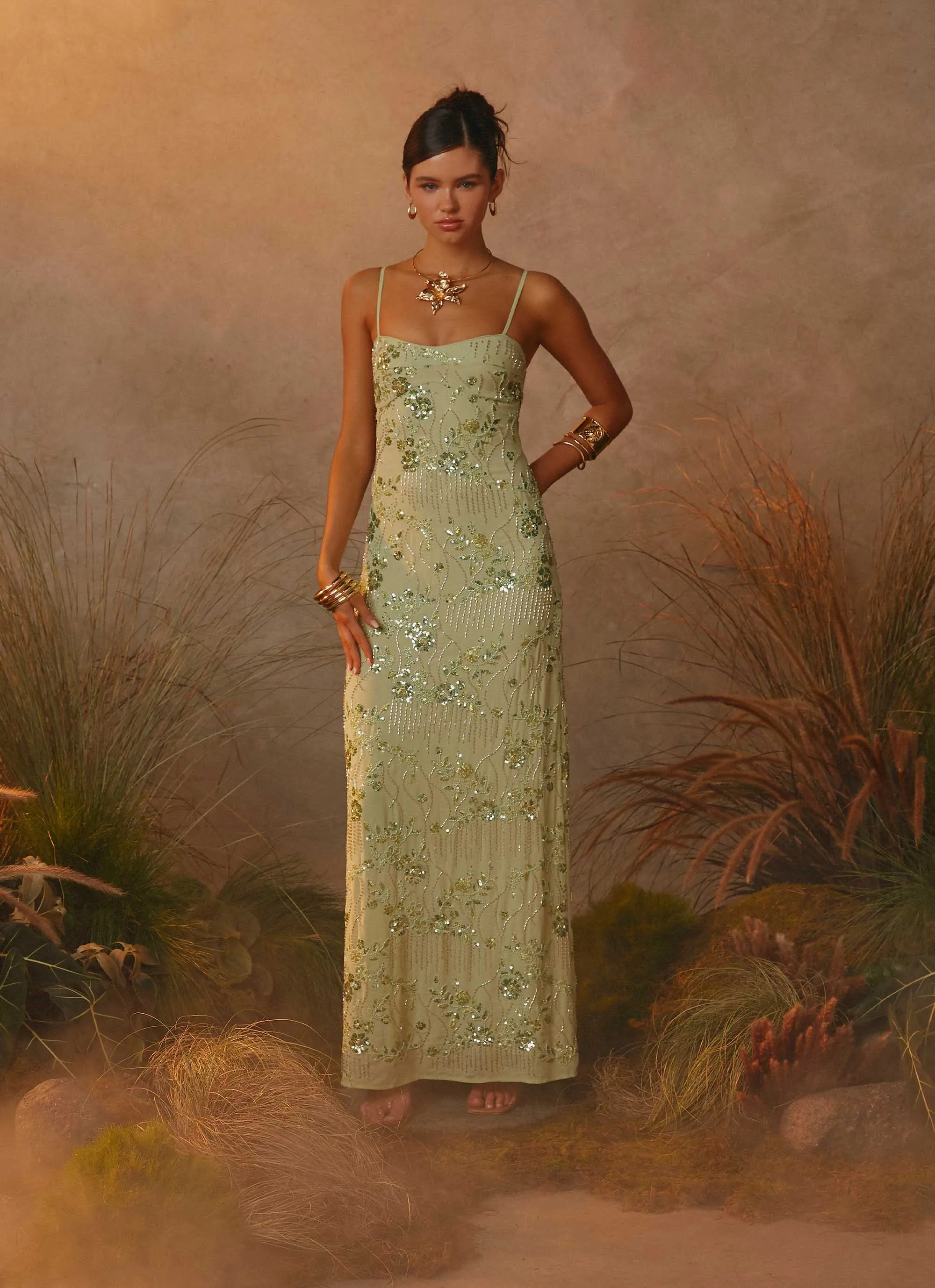 Celandine Beaded Maxi Dress - Lime sold by Peppermayo product image thumbnail 2