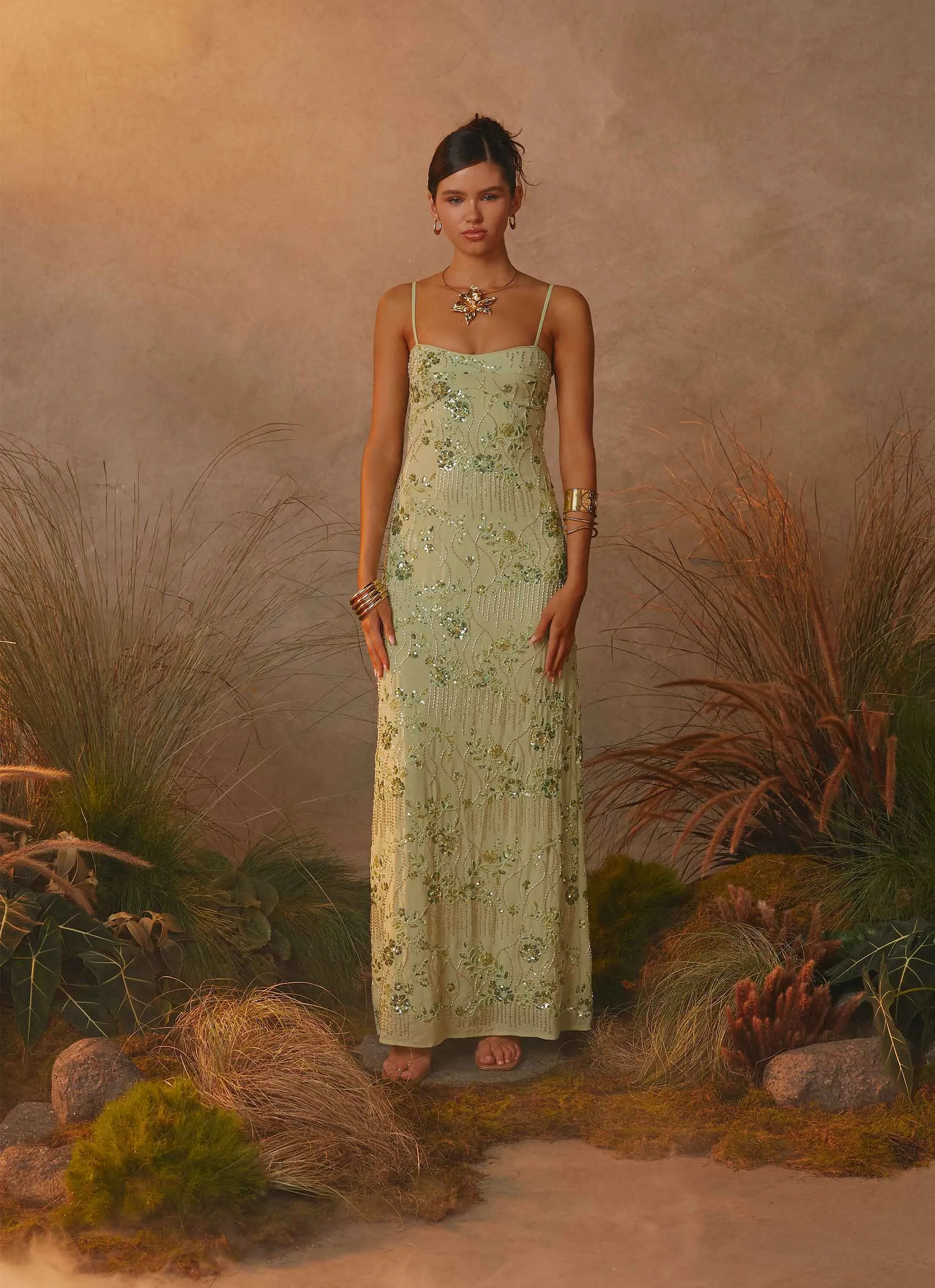 Celandine Beaded Maxi Dress - Lime sold by Peppermayo product image thumbnail 3