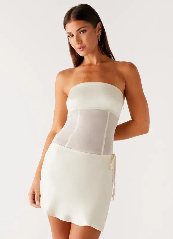 Philomena Mini Dress - Off White made by Peppermayo